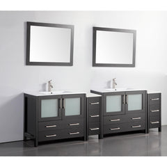 Vanity Art 96-InchDouble Sink Bathroom Vanity with White Ceramic Top and Mirrors - VA3036-96 - The Home Selection