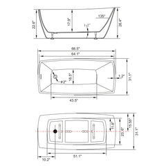 Vanity Art Acrylic Flatbottom Freestanding Bathtub - VA6841 - The Home Selection