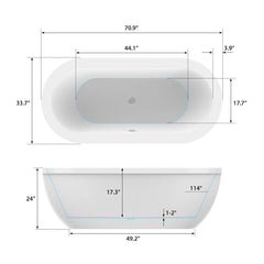 Vanity Art Acrylic Freestanding Soaking Bathtub - VA6837 - The Home Selection