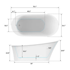 Vanity Art Acrylic Freestanding Soaking Bathtub - VA6839 - The Home Selection