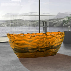 Vanity Art Freestanding Oval Soaking Stone Resin Bathtub with Pop Up Drain - VA6922 - The Home Selection