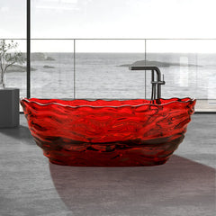 Vanity Art Freestanding Oval Soaking Stone Resin Bathtub with Pop Up Drain - VA6922 - The Home Selection
