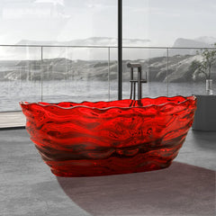 Vanity Art Freestanding Oval Soaking Stone Resin Bathtub with Pop Up Drain - VA6922 - The Home Selection