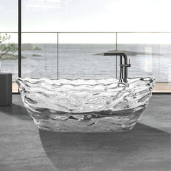 Vanity Art Freestanding Oval Soaking Stone Resin Bathtub with Pop Up Drain - VA6922 - The Home Selection