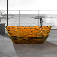 Vanity Art Freestanding Oval Soaking Stone Resin Bathtub with Pop Up Drain - VA6922 - The Home Selection
