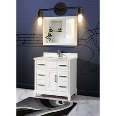 Vanity Art Single 36" Bath Vanity with Engineered Marble Top in White with Basin and Mirrorr - CVA36 - The Home Selection