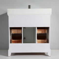 Vanity Art Single 36" Bath Vanity with Engineered Marble Top in White with Basin and Mirrorr - CVA36 - The Home Selection