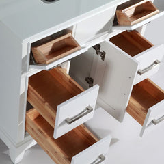 Vanity Art Single 36" Bath Vanity with Engineered Marble Top in White with Basin and Mirrorr - CVA36 - The Home Selection
