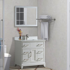 Vanity Art Single 36" Bath Vanity with Engineered Marble Top in White with Basin and Mirrorr - CVA36 - The Home Selection