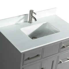 Vanity Art Single 36" Bath Vanity with Engineered Marble Top in White with Basin and Mirrorr - CVA36 - The Home Selection