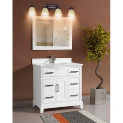 Vanity Art Single 36" Bath Vanity with Engineered Marble Top in White with Basin and Mirrorr - CVA36 - The Home Selection
