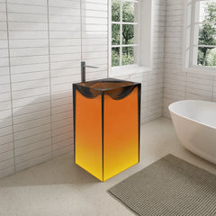 Vanity Art Stone Resin Transparent Freestanding Pedestal Sink Basin with Faucet Hole - VA6923C - The Home Selection