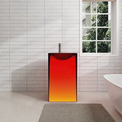 Vanity Art Stone Resin Transparent Freestanding Pedestal Sink Basin with Faucet Hole - VA6923C - The Home Selection