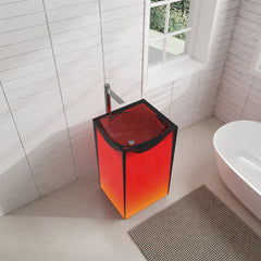 Vanity Art Stone Resin Transparent Freestanding Pedestal Sink Basin with Faucet Hole - VA6923C - The Home Selection