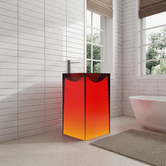 Vanity Art Stone Resin Transparent Freestanding Pedestal Sink Basin with Faucet Hole - VA6923C - The Home Selection