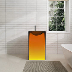 Vanity Art Stone Resin Transparent Freestanding Pedestal Sink Basin with Faucet Hole - VA6923C - The Home Selection