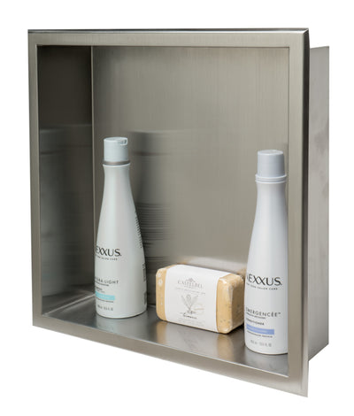 Alfi 16 x 16 Square Single Shelf Bath Shower Niche - Brushed Stainless Steel