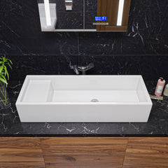 Alfi 39  White Above Mount Fireclay Bathroom Trough Sink - AB39TR