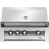 Vintage 36" Built-in Grill with 660 sq. in. Cooking Area, 97,500 BTUs, Stainless Steel Burners, Rotisserie Kit, Electronic Ignition, and Halogen Lights: Liquid Propane - VBQ36G-L