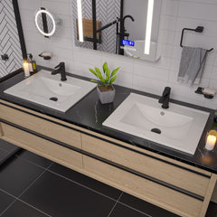 Alfi White 25  Rectangular Drop In Ceramic Sink with Faucet Hole - ABC803