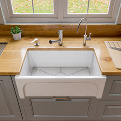 Alfi 30  White Arched Apron Thick Wall Fireclay Single Bowl Farm Sink - AB3018ARCH-W