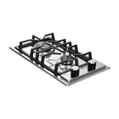 Verona 12 inch Italian-Made Gas Cooktop with 2 Brass Burners and Continuous Cast Iron Grates in Stainless Steel - VDGCT212FSS - The Home Selection