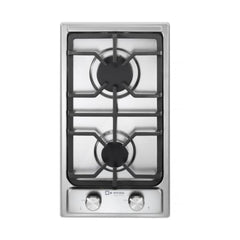 Verona 12 inch Italian-Made Gas Cooktop with 2 Brass Burners and Continuous Cast Iron Grates in Stainless Steel - VDGCT212FSS - The Home Selection