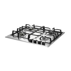 Verona 24 inch Italian-Made Gas Cooktop with 4 Brass Burners and Continuous Cast Iron Grates in Stainless Steel - VDGCT424FSS - The Home Selection