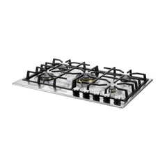 Verona 30 inch Italian-Made Gas Cooktop with 5 Brass Burners and Continuous Cast Iron Grates in Stainless Steel - VDGCT530FSS - The Home Selection