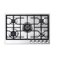 Verona 30 inch Italian-Made Gas Cooktop with 5 Brass Burners and Continuous Cast Iron Grates in Stainless Steel - VDGCT530FSS - The Home Selection