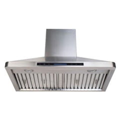 Verona 36 inch Chimney Wall Hood with 600 CFM, Stainless Steel Baffle Filters, LED Lighting, Remote Controller in Stainless Steel - VEHOOD36CH - The Home Selection