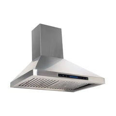 Verona 36 inch Chimney Wall Hood with 600 CFM, Stainless Steel Baffle Filters, LED Lighting, Remote Controller in Stainless Steel - VEHOOD36CH - The Home Selection