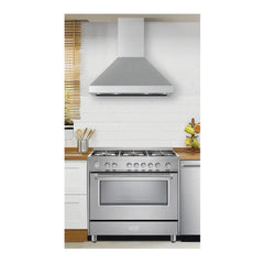 Verona 36 Inch Designer Chimney Wall Hood with 600 CFM, Stainless Steel Baffle Filters, LED Lighting - VECHW36G - The Home Selection