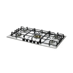 Verona 36 inch Italian-Made Gas Cooktop with 5 Brass Burners and Continuous Cast Iron Grates in Stainless Steel - VDGCT536FSS - The Home Selection