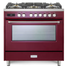 Verona 36" Ultima Collection Freestanding Dual Fuel Range with 5 Sealed SABAF Brass Burners, 5 cu. ft. Oven Capacity - VUFSGE365 - The Home Selection