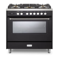 Verona 36" Ultima Collection Freestanding Dual Fuel Range with 5 Sealed SABAF Brass Burners, 5 cu. ft. Oven Capacity - VUFSGE365 - The Home Selection