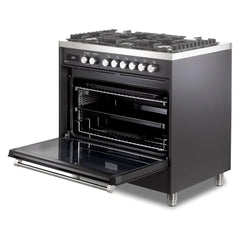 Verona 36" Ultima Collection Freestanding Dual Fuel Range with 5 Sealed SABAF Brass Burners, 5 cu. ft. Oven Capacity - VUFSGE365 - The Home Selection