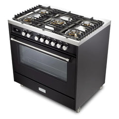 Verona 36" Ultima Collection Freestanding Dual Fuel Range with 5 Sealed SABAF Brass Burners, 5 cu. ft. Oven Capacity - VUFSGE365 - The Home Selection