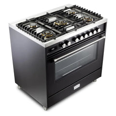 Verona 36" Ultima Collection Freestanding Dual Fuel Range with 5 Sealed SABAF Brass Burners, 5 cu. ft. Oven Capacity - VUFSGE365 - The Home Selection