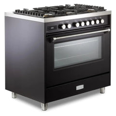 Verona 36" Ultima Collection Freestanding Dual Fuel Range with 5 Sealed SABAF Brass Burners, 5 cu. ft. Oven Capacity - VUFSGE365 - The Home Selection