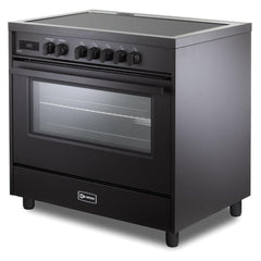 Verona 36" Ultima Midnight Collection Freestanding Induction Range with 5 Elements, 5 cu. ft. Oven Capacity, Touch Control Clock in Matte Black - VMFSIE365EE - The Home Selection