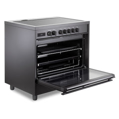 Verona 36" Ultima Midnight Collection Freestanding Induction Range with 5 Elements, 5 cu. ft. Oven Capacity, Touch Control Clock in Matte Black - VMFSIE365EE - The Home Selection