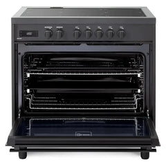 Verona 36" Ultima Midnight Collection Freestanding Induction Range with 5 Elements, 5 cu. ft. Oven Capacity, Touch Control Clock in Matte Black - VMFSIE365EE - The Home Selection