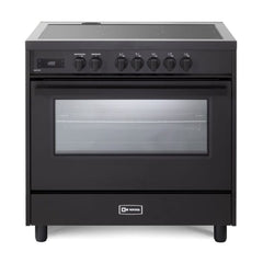 Verona 36" Ultima Midnight Collection Freestanding Induction Range with 5 Elements, 5 cu. ft. Oven Capacity, Touch Control Clock in Matte Black - VMFSIE365EE - The Home Selection