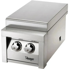 Vintage 14" Built-in Double Side Burner for Natural Gas, with Two 17,000 BTU Brass Burners, 9V Ignition, Dual Knob Control, and Stainless Steel Lid - VSB2G-N - The Home Selection