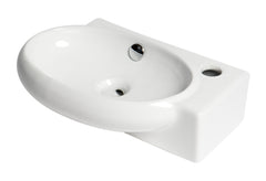 Alfi White 17" Small Wall Mounted Ceramic Sink with Faucet Hole - White