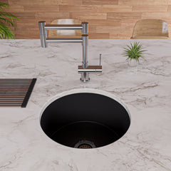 Alfi Round 18  x 18  Undermount / Drop In Fireclay Prep Sink - ABF1818R