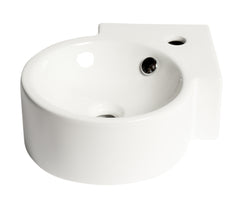 Alfi White 17  Tiny Corner Wall Mounted Ceramic Sink with Faucet Hole - ABC121