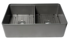 Alfi Workstation 33  x 20  Double Bowl Step Rim Fireclay Farm Sink with Accessories - ABFS3320D