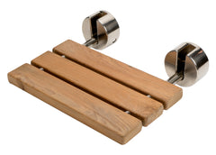 Alfi 16" Wide Foldable Teak Shower Seat with Round Hardware - Brushed Nickel